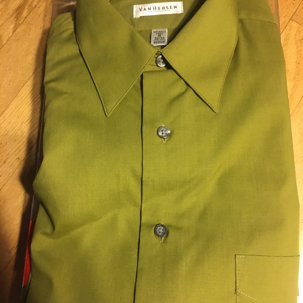Van Heusen Medium olive Button Down Dress Shirt